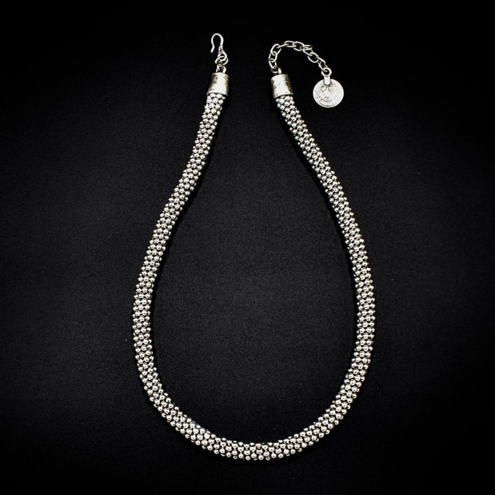 Pewter Rope Necklace With Hanging Coin Closure NWT